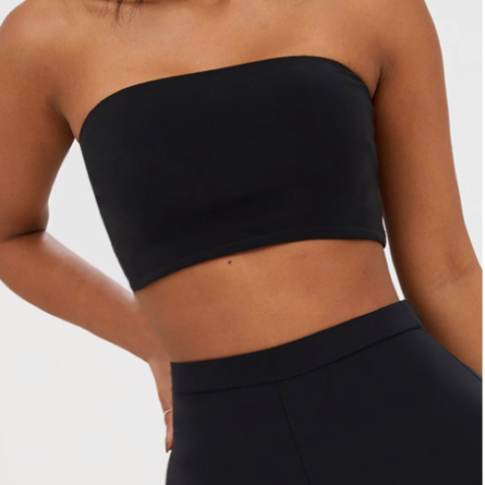 Strapless tube top black bandeau crop top